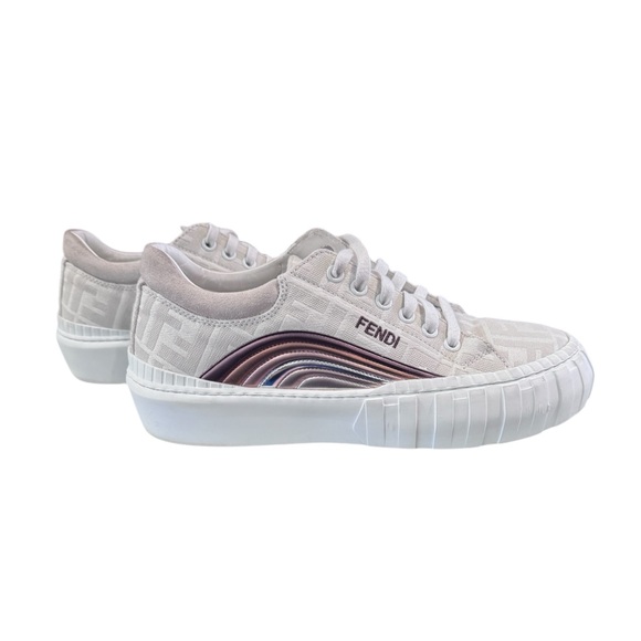 FENDI Monogram Logo Sneakers Low Top 39.5 (9- 9.5) - Picture 6 of 12